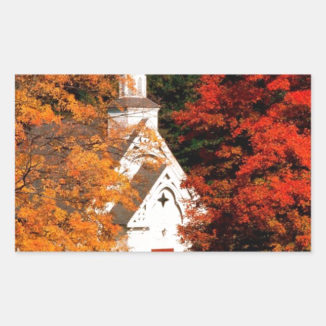 Sticker Rectangulaire Automne Couleur de pointe Vermont (Devant)