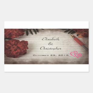Sticker Rectangulaire Automne Floral Design Parchemin Papier Mariage