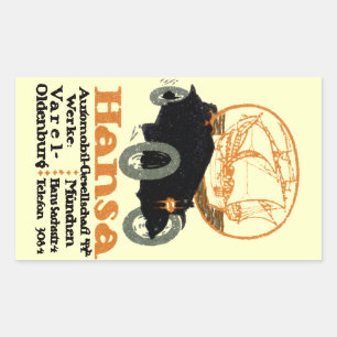 Sticker Rectangulaire Automobile Hansa 1914