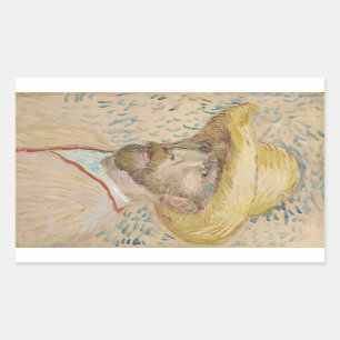 Sticker Rectangulaire Autoportrait de Van Gogh au chapeau de paille