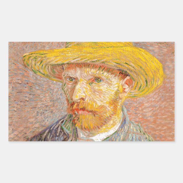 Sticker Rectangulaire Autoportrait impressionniste de Vincent Van Gogh (Devant)