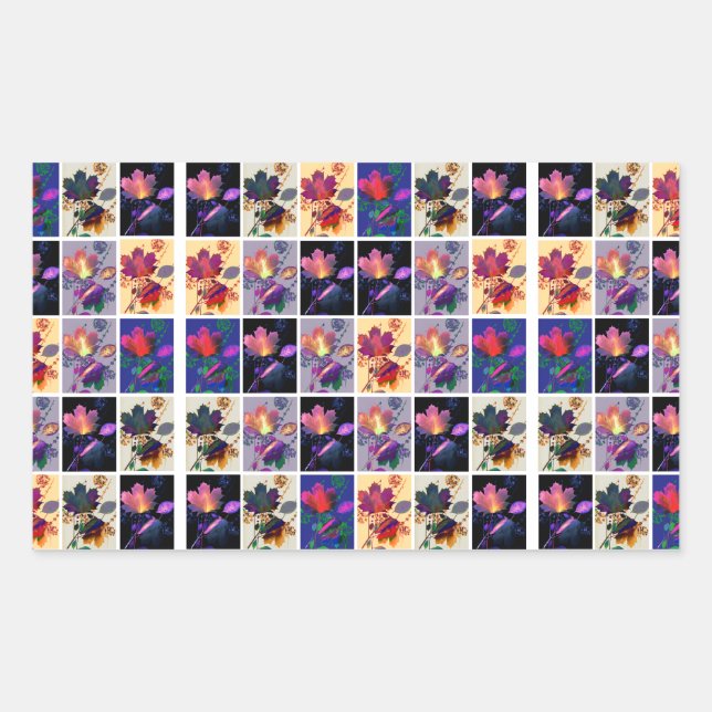 Sticker Rectangulaire Autumn Leaves Rustic Patchwork (Devant)