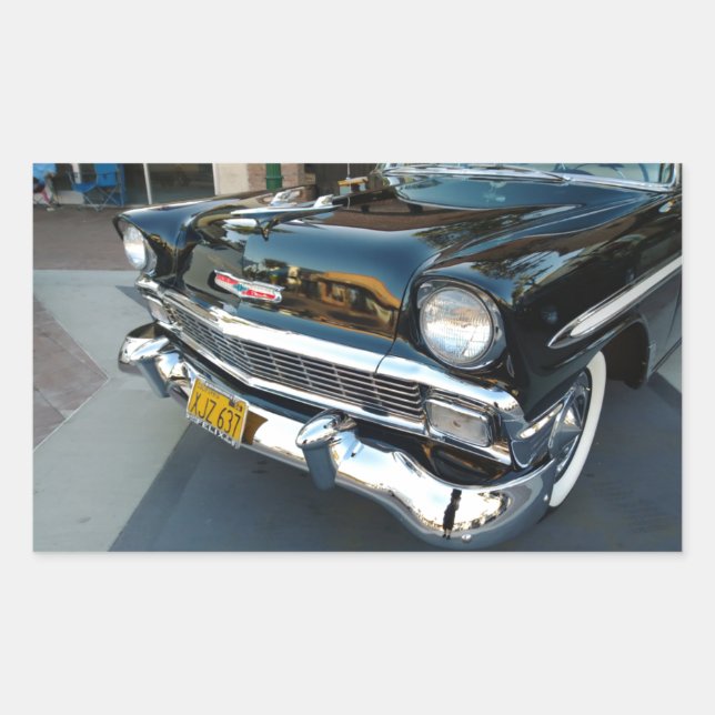 Sticker Rectangulaire Avant d'un classique 1956 Chevy Bel Air Hot Rod (Devant)