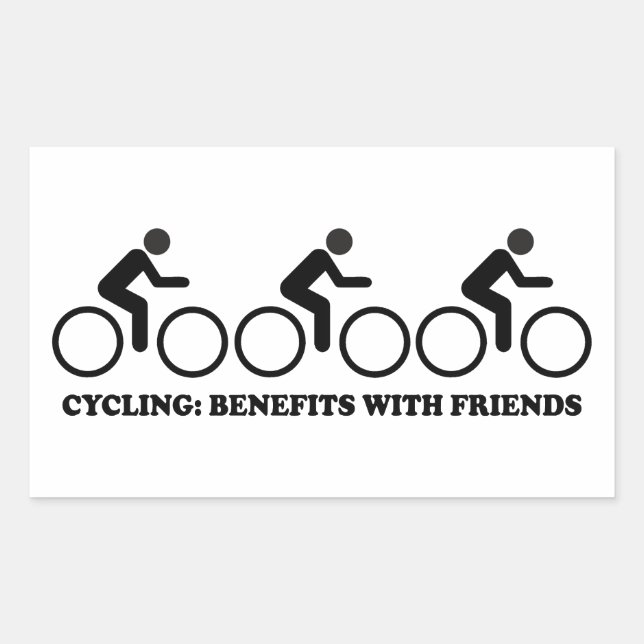 Sticker Rectangulaire Avantages du cyclisme avec des amis (Devant)