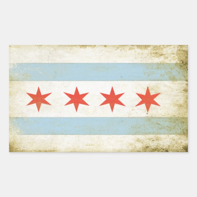 Sticker rectangulaire avec Distressed Chicago en d (Devant)