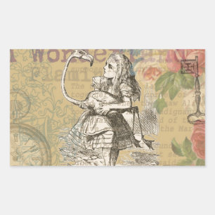 Sticker Rectangulaire Aventures d'Alice au pays des merveilles Flamant C