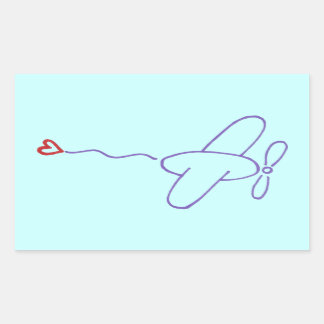 Sticker Rectangulaire Avion avec coeur