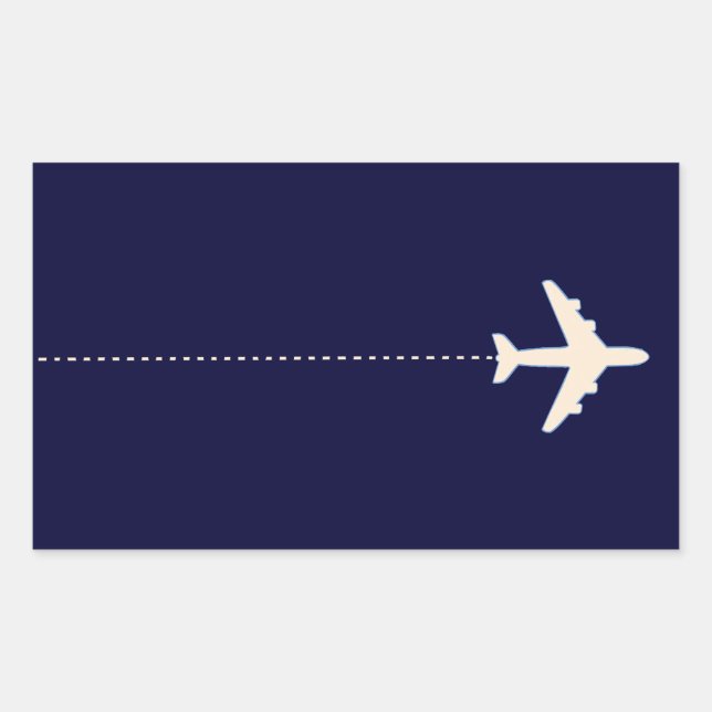 Sticker Rectangulaire avion de voyage avec ligne pointillée (Devant)