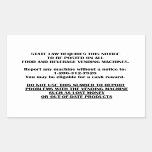 Sticker Rectangulaire avis de distributeur