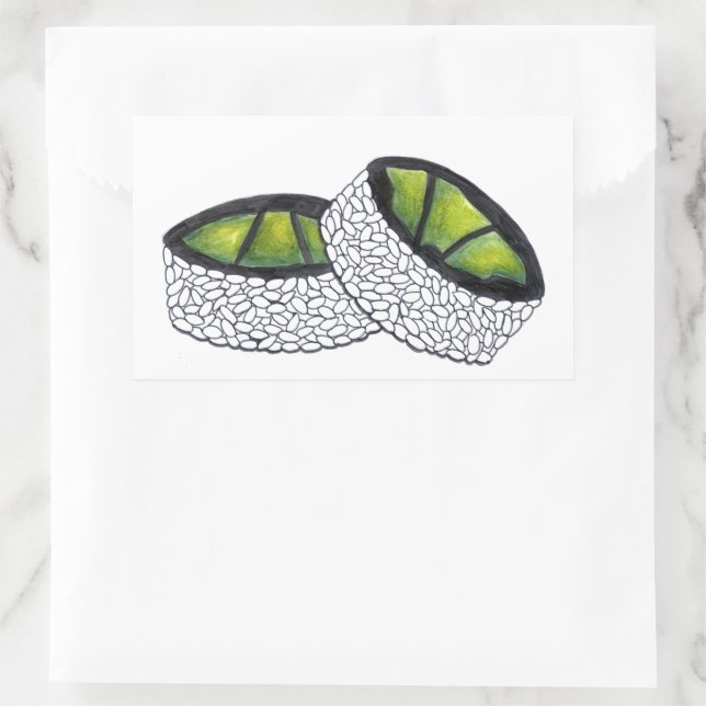 Sticker Rectangulaire Avocado Maki Sushi Roll Restaurant japonais (Sac)