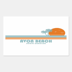 Sticker Rectangulaire Avon Beach Caroline du Nord Sun Palm Trees