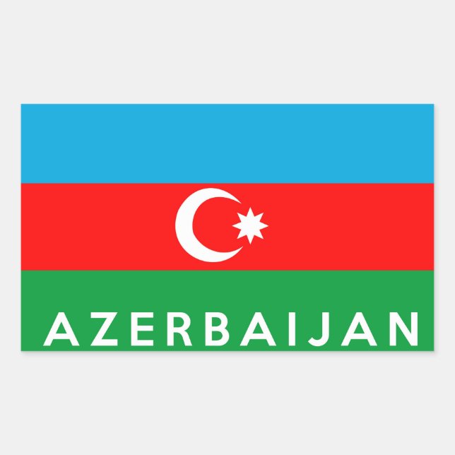 Sticker Rectangulaire azerbaïdjan pays drapeau symbole nom (Devant)