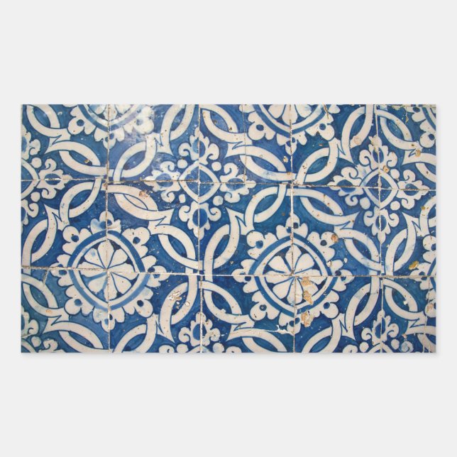 Sticker Rectangulaire azulejo portugais vintage (Devant)