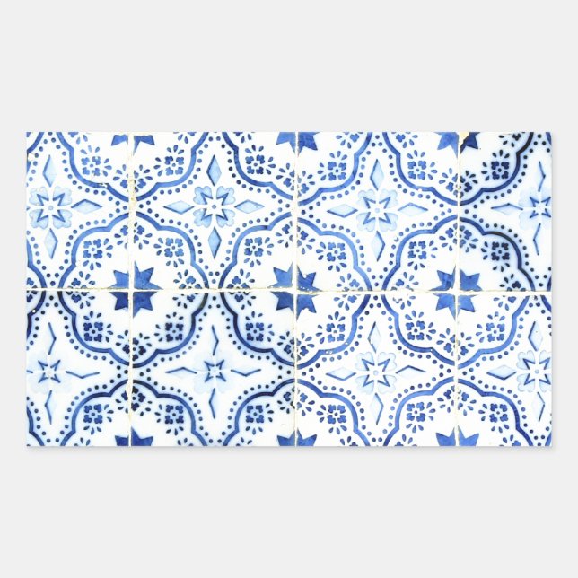 Sticker Rectangulaire Azulejos, Portuguese Tiles (Devant)