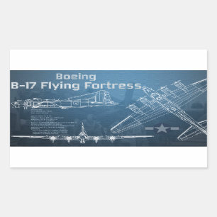 Sticker Rectangulaire B-17 Forteresse volante Plan directeur