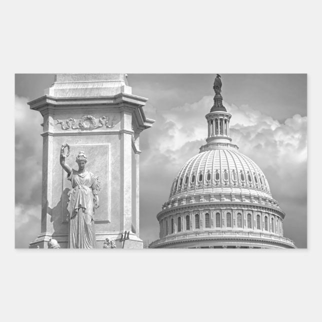 Sticker Rectangulaire B&W Washington DC (Devant)