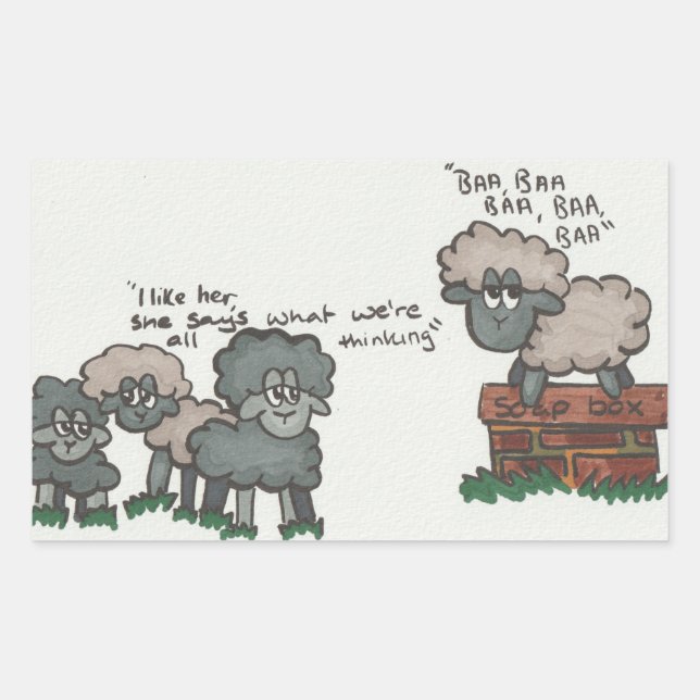 Sticker Rectangulaire Baa, Baa, Baa (Devant)