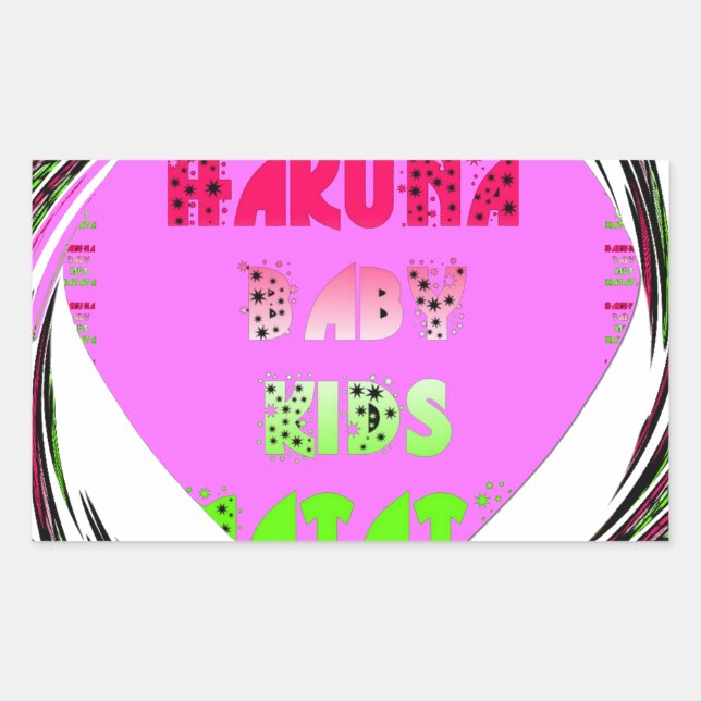 Sticker Rectangulaire Baby Pink Hearts Hakuna Matata Baby Kids Design.p (Devant)