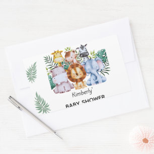 Sticker Rectangulaire Baby Shower Aventure Safari