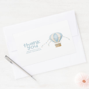 Sticker Rectangulaire Baby shower montgolfière aventure merci