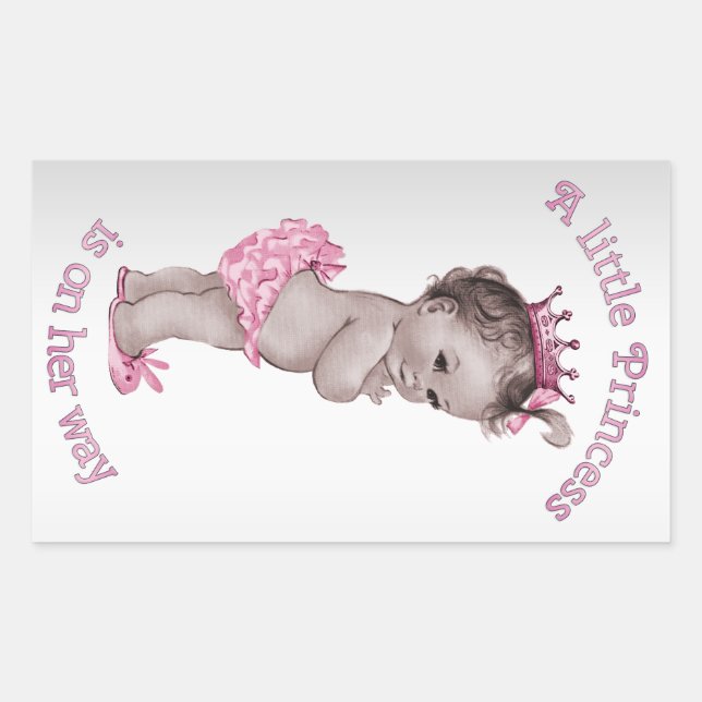 Sticker Rectangulaire Baby shower Princesse vintage (Devant)