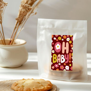 Sticker Rectangulaire BABY SHOWER Super marguerites Floral PERSONNALISÉ