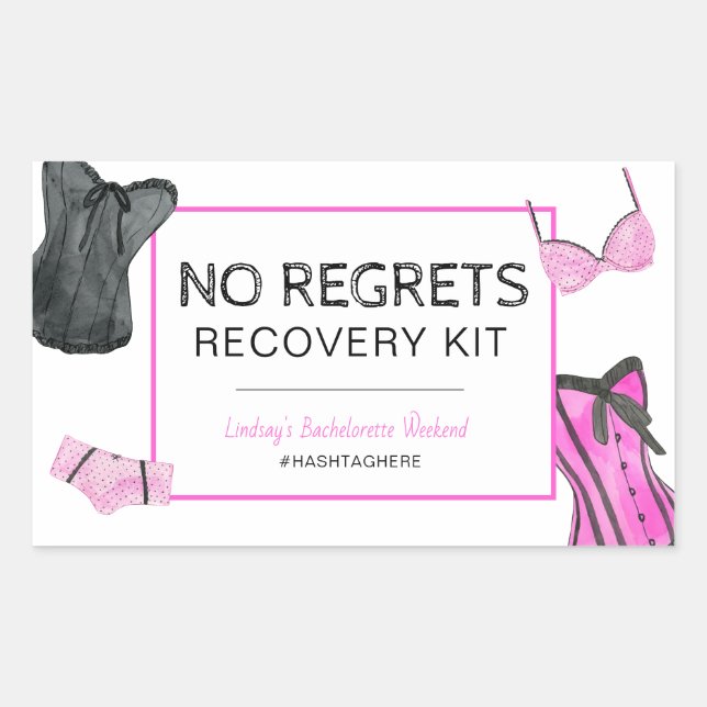Sticker Rectangulaire Bachelorette Pas Regret Kit de récupération (Devant)
