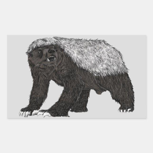 Sticker Rectangulaire Badass Honey Badger Attitude sans peur Art animal (Devant)