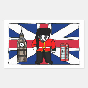 Sticker Rectangulaire Bade britannique Big Ben Phone Booth Travel Cartoo