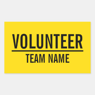 Sticker Rectangulaire Badge volontaire jaune avec nom d'équipe personnal