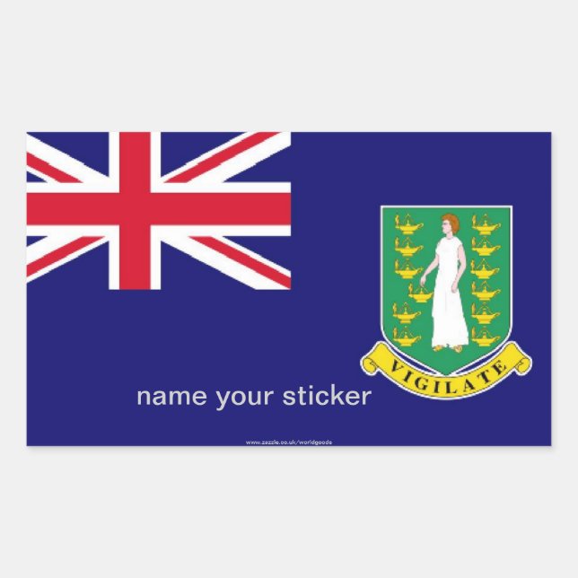 Sticker Rectangulaire Baguette de drapeau des îles Vierges britanniques (Devant)