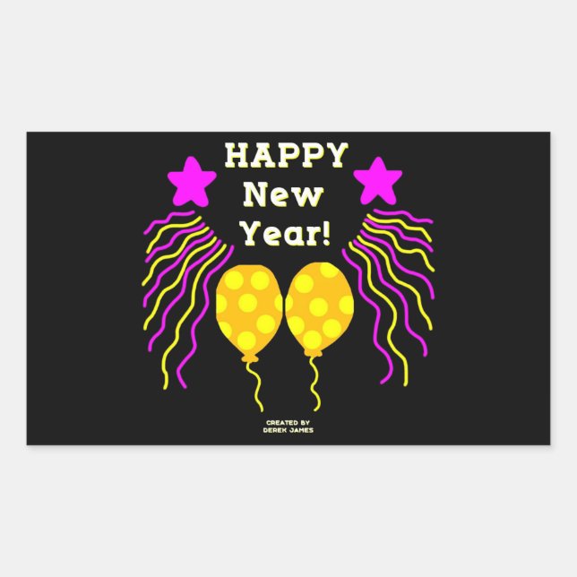 Sticker Rectangulaire Baguette Rectangle de voeux Bonne année (Devant)