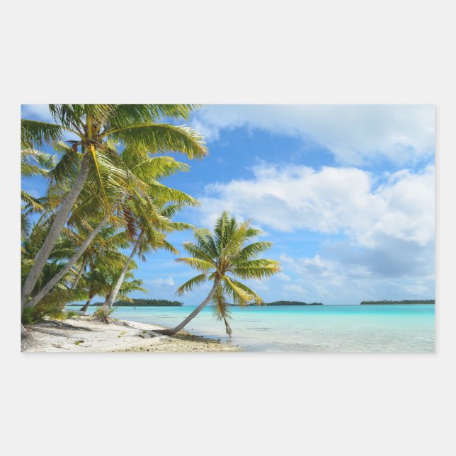 Sticker Rectangulaire Baguette rectangulaire de plage de sable blanc de  (Devant)