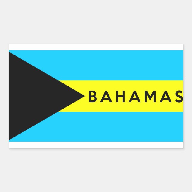 Sticker Rectangulaire bahamas nom du symbole du drapeau national (Devant)