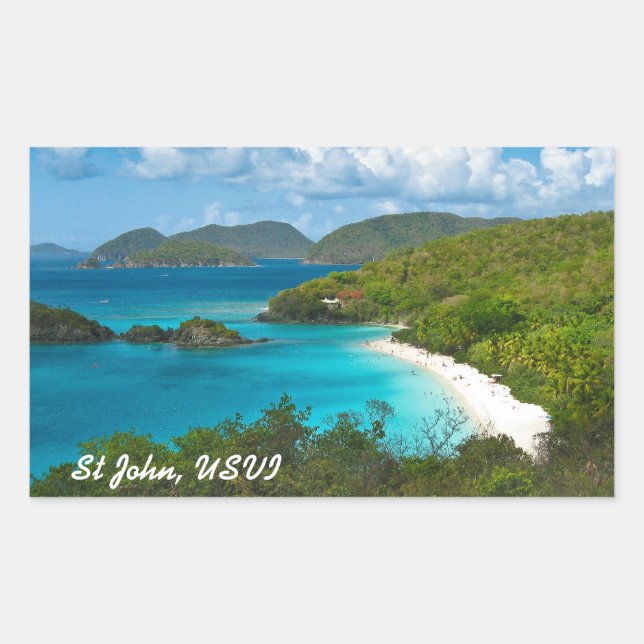 Sticker Rectangulaire Baie de tronc, St John USVI (Devant)