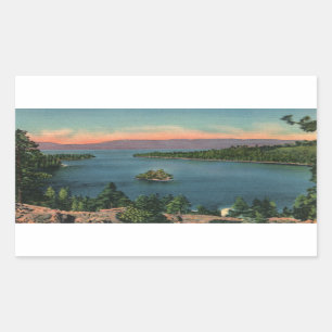 Sticker Rectangulaire Baie d'Emeraude du lac vintage Tahoe