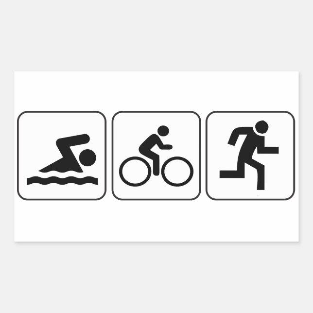 Sticker Rectangulaire Baignade, Vélo, Course - Triathlon (Devant)