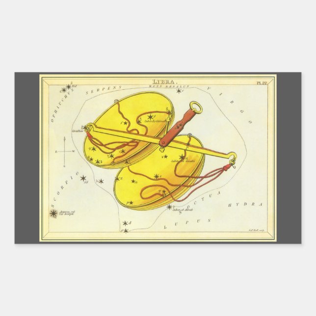 Sticker Rectangulaire Balance de la Vierge antique Constellation Miroir  (Devant)