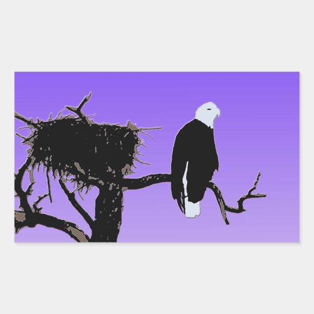 Sticker Rectangulaire Bald Eagle at Sunset - Art original de la faune (Devant)