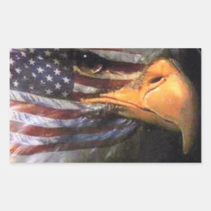 Sticker Rectangulaire Bald Eagle - drapeau américain