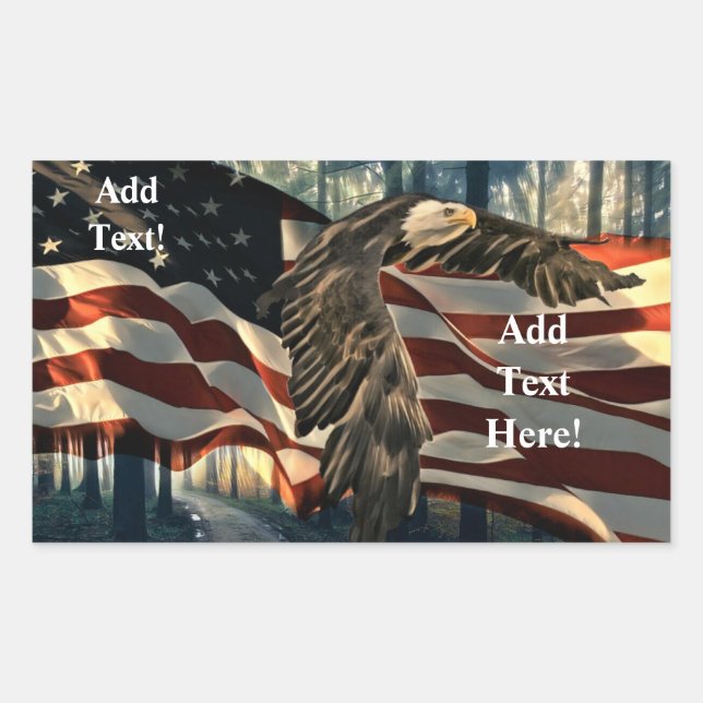 Sticker Rectangulaire Bald Eagle Drapeau américain Country Road (Devant)