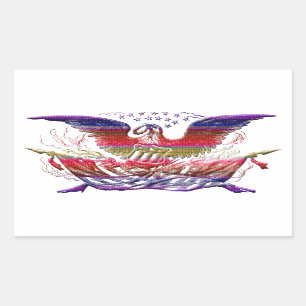 Sticker Rectangulaire Bald Eagle USA Drapeau Americana Patriotique Art