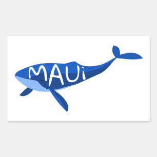 Sticker Rectangulaire Baleine de Maui Hawaii