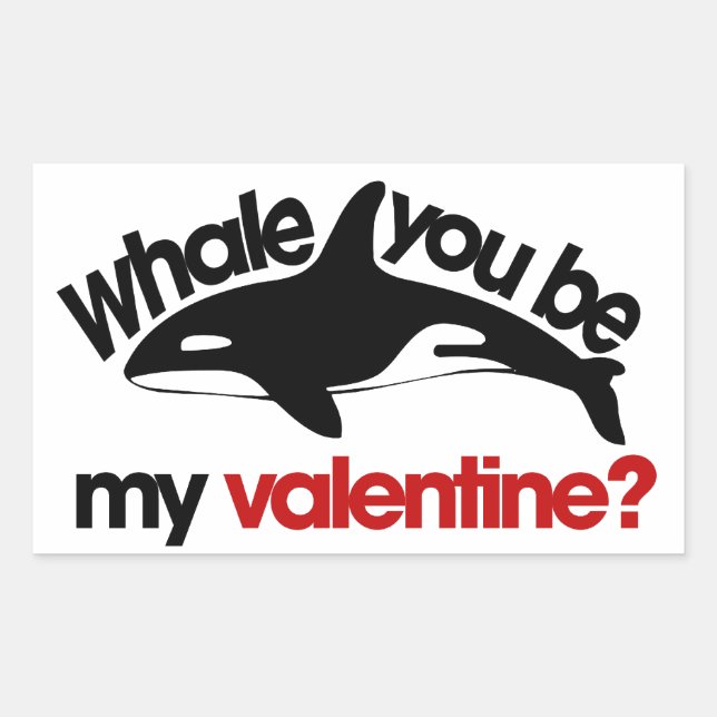 Sticker Rectangulaire Baleine tu es ma Saint Valentin (Devant)