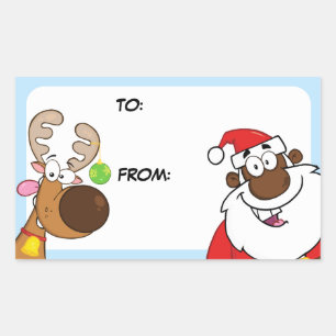 Sticker Rectangulaire Balise cadeau Bell Ring Black Père Noël