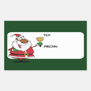 Sticker Rectangulaire Balise cadeau Bell Ring Black Père Noël