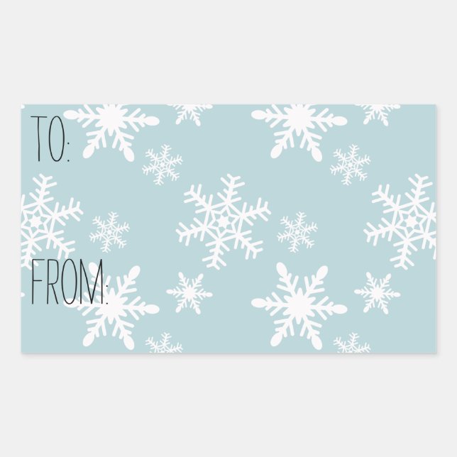 Sticker Rectangulaire Balise cadeau Blue White Snowflakes (Devant)