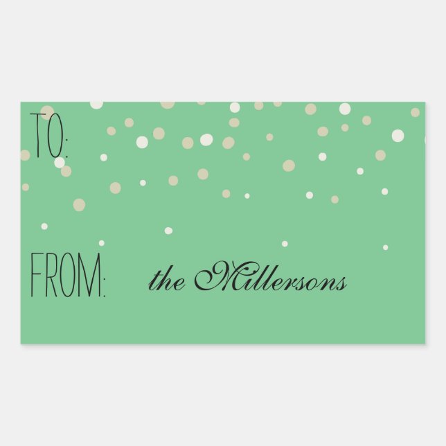 Sticker Rectangulaire Balise cadeau Confetti or et blanc (Devant)