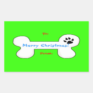 Sticker Rectangulaire Balise cadeau de Noël de chien os