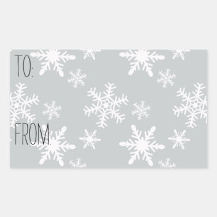 Sticker Rectangulaire Balise cadeau Gris blanc Snowflakes